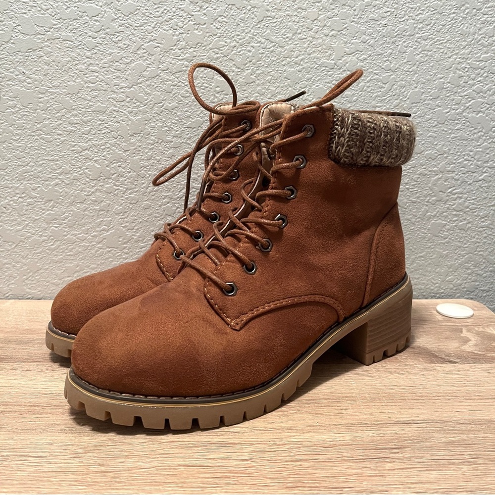 Brown Lace-Up Ankle Boots